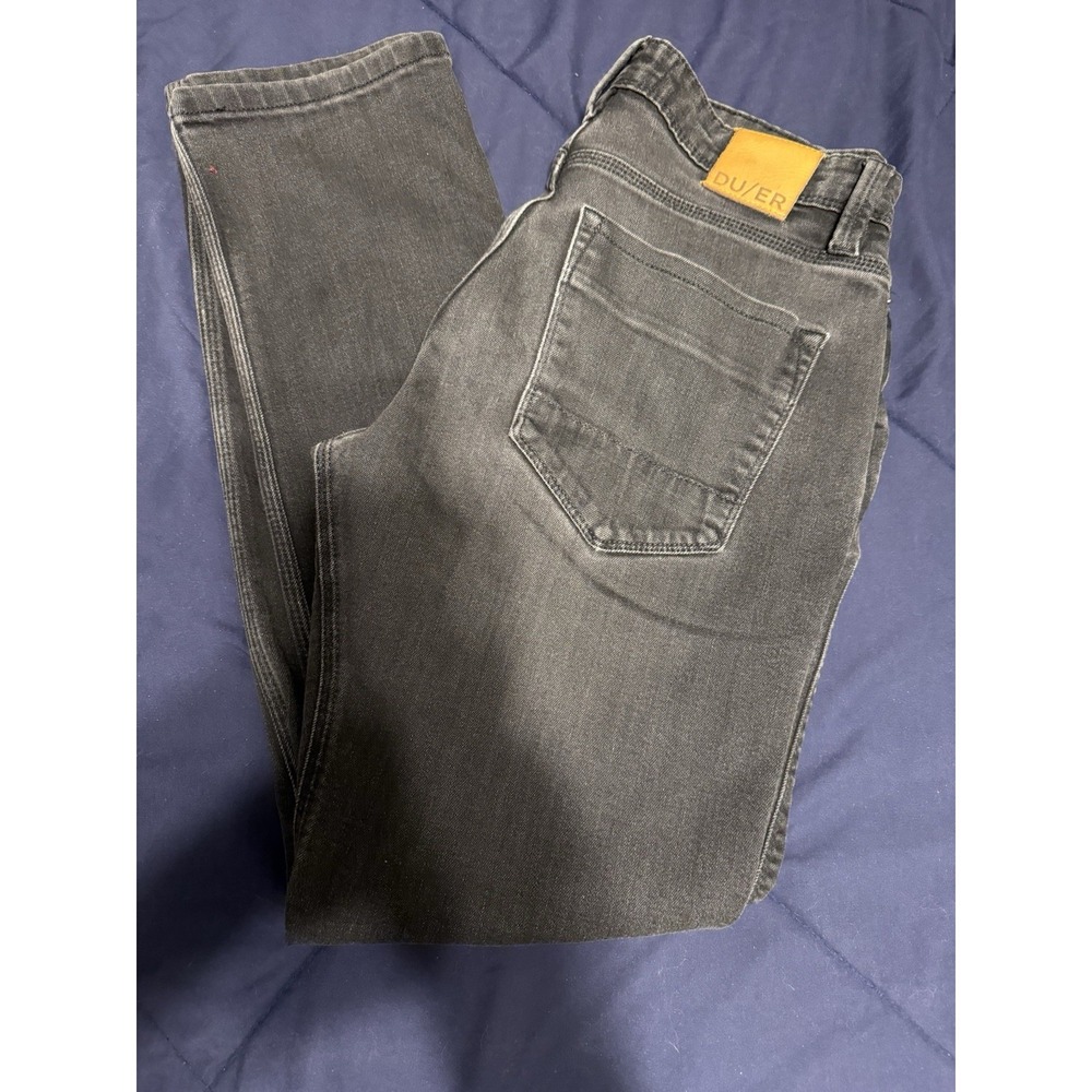 DU/ER L2X RELAXED TAPER  BLACK HIGH STRETCH DENIM‎ JEANS 30x30 FITS 30x29